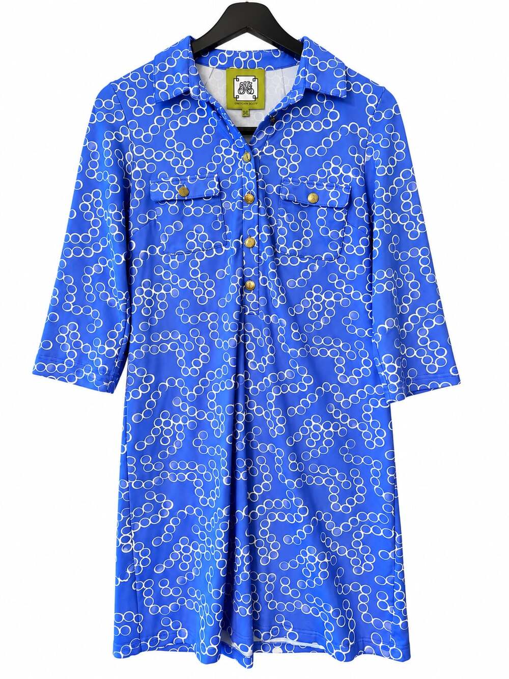 Elizabeth Mckay Dress Size XS Blue White Geometric